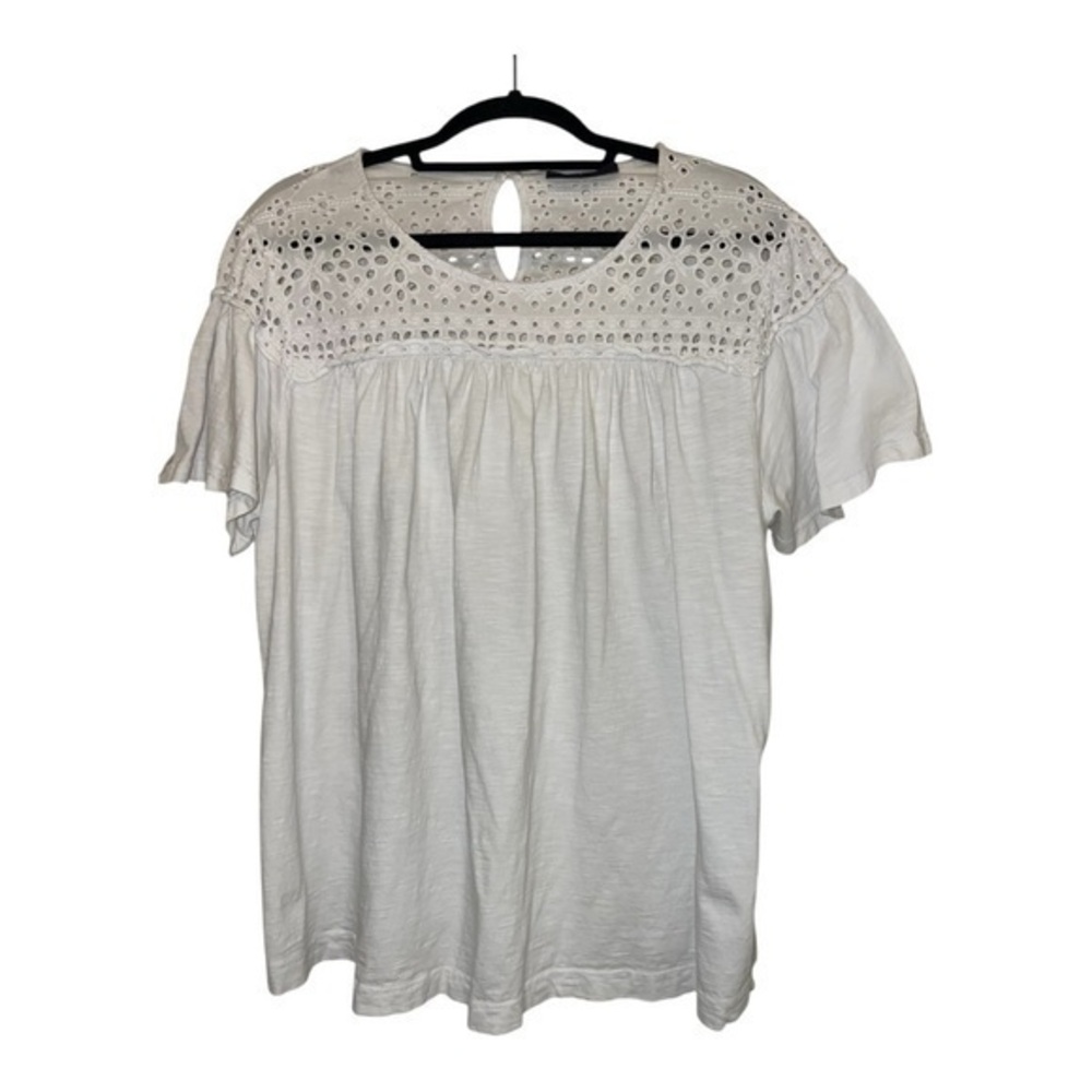 Lane Bryant White Relaxed Flutter Sleeve Blouse